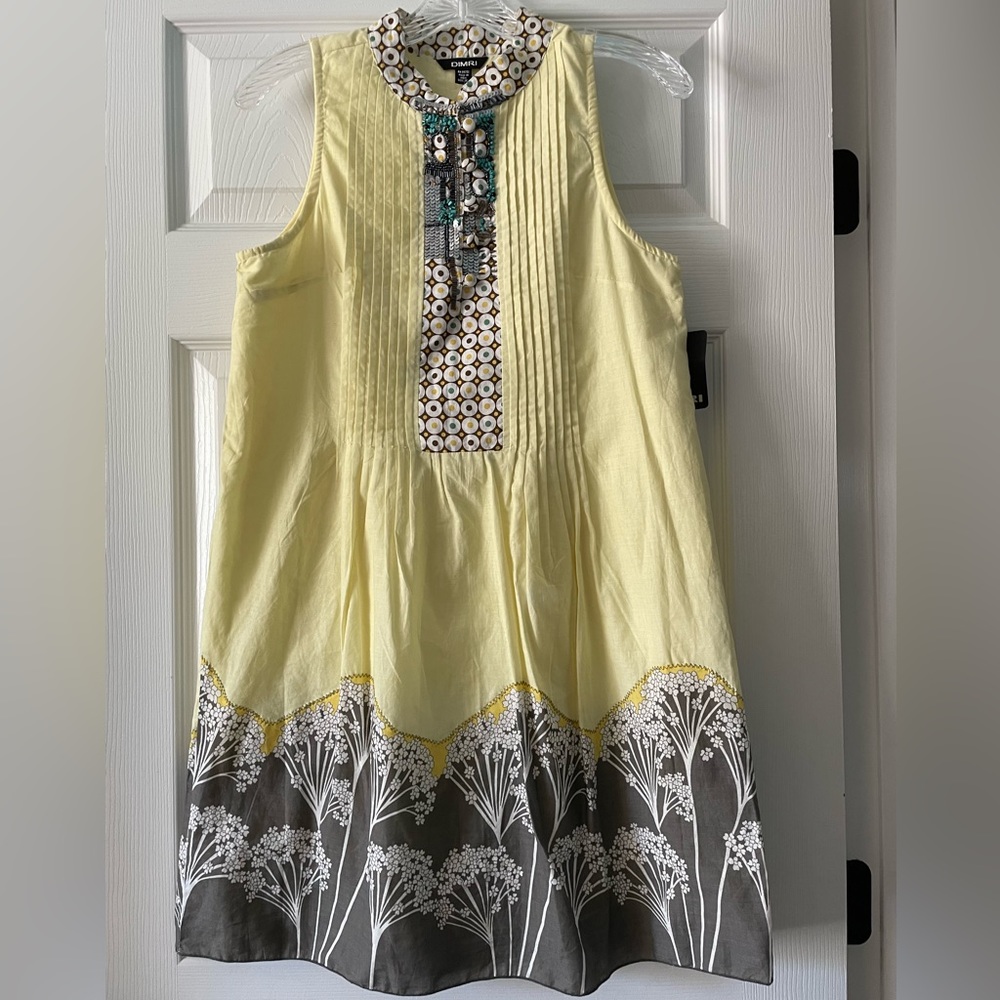 New Dimri Medium Bohemian Sleeveless Lined Cotton A-Line Tent Dress.